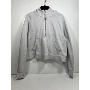 Lululemon Women XL/XXL Scuba Oversize 1/2 Zip Crop Hoodie Heathered Gray W3DUSS